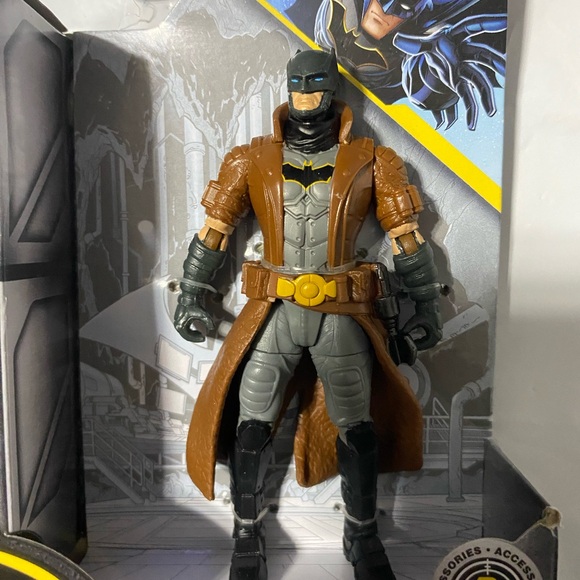DC Batman Action Figure with Brown Coat and Gray Suit - Picture 4 of 7